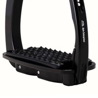 Étriers Tech Stirrups Venice Evo inclinés en acier inoxydable noir/noir, couleur et taille personnalisables, accessoires d'équitation durables et élégants