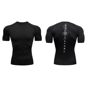 Camiseta de compresión de manga corta a prueba de viento con estampado personalizado para hombre verano Atlético secado rápido Fitness gimnasio entrenamiento correr deportivo - Product Image 5