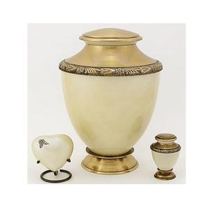 Urnas de cremación verdes de alta calidad, urnas de recuerdo de aluminio de latón y Metal europeo, fabricante de suministros funerarios para cenizas humanas para adultos - Product Image 3