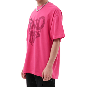 Colección Personalizada OEM de Camisetas de Verano 100% Algodón para Hombre, Diseño Liso con Pedrería, Venta al Por Mayor - Product Image 2