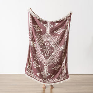 Geometric Turkish <b>Throw</b> Beach Blanket 100% Cotton Pestemal Hammam Black/Beige Color Sofa Covers Luxury - Product Image 2