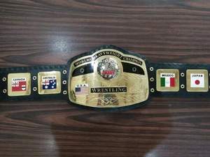 เข็มขัดแชมป์ชุบทองน้ำหนักเบาปรับแต่งได้สายหนังสีดำเข็มขัดมวยปล้ำใช้ได้ทุกเพศดีไซน์ธงประเทศ - Product Image 2