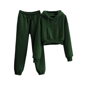 เสื้อครอปเอวสูงแฟชั่นใส่สบายเสื้อผ้าฟลีซให้ความอบอุ่นสำหรับฤดูหนาวโลโก้ตามสั่ง - Product Image 1