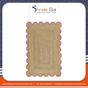 Grand tapis de jute noir de luxe écologique, fabricant indien, tapis brodés faits à la main, techniques tressées, vente en gros bon marché - Product Image 6