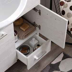 Espejo y Lámpara Ravenna con Mueble de Baño de Roble Blanco de 105 cm - Product Image 4