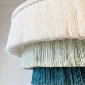 Lustre Bohème Chic à Franges, Suspension en Coton avec Abat-jour à Pompons pour Décoration de Chambre d'Enfant, Luminaire Central pour Îlot de Cuisine et Décoration de Pièce - Product Image 2