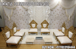Ensemble de chaises Vidhi de mariage traditionnel Rajwada chaises Mandap de style moderne pour marié pour les mariages indiens Fusion - Product Image 6