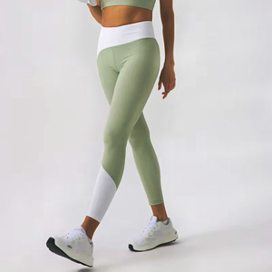 Nouveau Design Patchwork Femmes Sport V Taille Yoga Leggings Contraste Couleur Scrunch Butt Lifting Skin Friendly Respirant Yoga Pantalon - Product Image 1