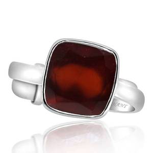 NOVAMART Fine Certified Natural Hessonite <b>Garnet</b> (Gomed) 3.25-12.25 Ratti Adjustable <b>Silver</b>(925) Cushion Bezel Fine <b>Ring</b> Astrolo - Product Image 3