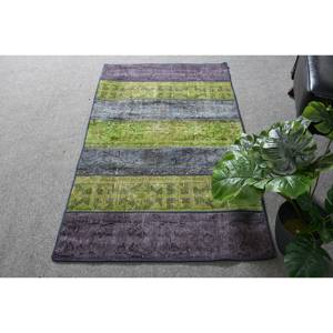 Tapis moderne vert bleu large 2.5x4.6 pieds Style turc Patchwork Design laine de viscose pour entrée couloir chambre d'adolescent - Product Image 1