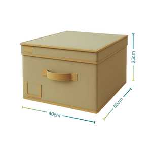 Maxi scatola Organizer armadio 50x40x25 cm tessuto Beige pieghevole con coperchio e maniglia contenitore salvaspazio - Product Image 2