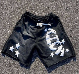 <b>Men's</b> High Quality 100% Cotton Mid Vintage Streetwear <b>Shorts</b> Custom 3D Puff Printed Bold Graphics Drawstring Closure - Product Image 5