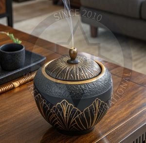 Elegant Black Aroma <b>Burner</b> & Diffuser Relaxation <b>Incense</b> <b>Holder</b> for Decorative Home Use - Product Image 1