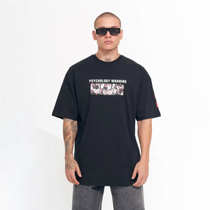 เสื้อยืดบ็อกซี่ผ้าฝ้ายสำหรับผู้ชายเสื้อสไตล์สตรีทไซส์ใหญ่แห้งเร็วและระบายอากาศได้ดีพิมพ์โลโก้ตามสั่ง - Product Image 1