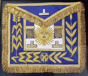NEW design masonic regalia master mason navy blue lambskin leather apron silver embroidery with fringes at edges - Product Image 6