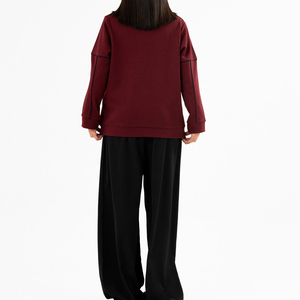 เสื้อสเวตเชิ้ตผ้าฟลีซปักลายตามสั่งสำหรับผู้หญิง สไตล์ลำลอง พิมพ์ลายนูน ผ้าฝ้ายทรงโอเวอร์ไซส์ คอกลม - Product Image 2