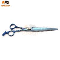 Ciseaux de coiffure professionnels japonais en acier inoxydable de haute qualité, finition plasma bleue, manche dragon, pour droitiers, style arête de poisson