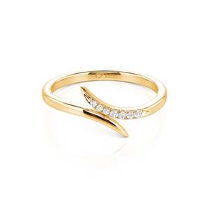 แหวนแต่งงานแบบมินิมอล Jeulia Parallel Meet Gold สำหรับผู้หญิง - Product Image 1