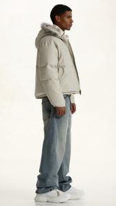 Chaquetas para hombre, nueva llegada, chaqueta de cuero con decoración de piel, chaqueta acolchada de invierno para hombre, la más vendida, chaqueta personalizada para hombre - Product Image 2