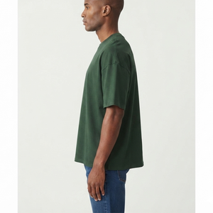 T-shirt Unisexe Oversize Vert Uni 230 GSM 100% Coton, Épais et Personnalisable, Coupe Épaules Tombantes, Vente en Gros Usine - Product Image 6