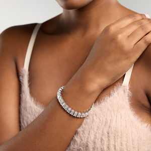 Asequible moda exquisita mujer 14K oro blanco oro y esmeralda corte diamantes reales tachonado lujo tenis pulseras al por mayor - Product Image 6