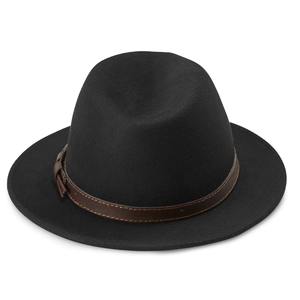 Sombreros Fedora de Color negro de Material de lana de alta calidad 100% de calidad superior para sombreros Fedora de diseño de logotipo personalizado Unisex - Product Image 3