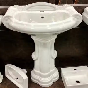 Vistaar Ceramics Factory Supply - Glossy Surface Sink Lavabo Basin, White Ceramic 25"x19" Wash Basin with Pedestal From India - Product Image 6