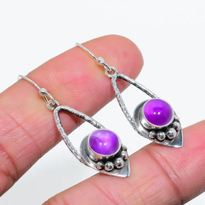 Prix usine direct violet améthyste pierre précieuse 925 en argent Sterling fait à la main goutte Dangle Designer boucle d'oreille cadeau pour elle - Product Image 2