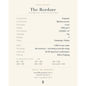 พรมโพลีเอสเตอร์แบบซักได้สำหรับขายส่ง รุ่น THE BORDURE TB001 สีเทา ผลิตด้วยเครื่องจักรแบบตุรกี สำหรับห้องนั่งเล่น โรงแรม และโครงการต่างๆ - Product Image 4