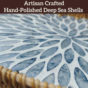 Bandeja para servir con asas, bandeja decorativa de concha de mimbre de ratán, platos para el hogar, cocina, mesa de sala de estar - Product Image 2