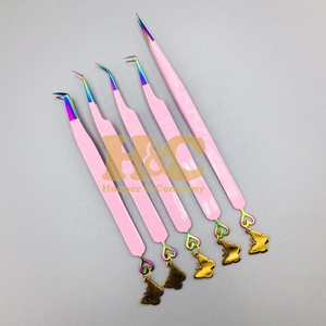 Pince à épiler de qualité supérieure, modèle papillon cœur, pour extensions de cils, en acier inoxydable, durable, style vison papillon - Product Image 1