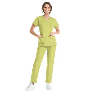 Conjunto de ropa de trabajo de enfermera suave de Color sólido para mujer, uniforme de cuidado de Spa, conjuntos de uniformes de enfermera para Hospital - Product Image 6
