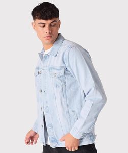 Wholesale Low MOQ Stylish Men's Stand Collar Front Logo Digital Printing Breathable 100% Cotton <b>Fleece</b> <b>Lining</b> Denim <b>Jackets</b> 2025 - Product Image 3