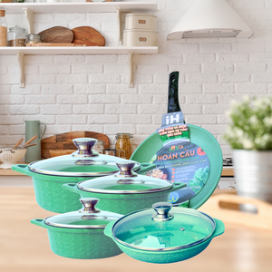 Eco-Friendly Nonstick Aluminum Cookware Set Pots & <b>Pans</b> for Home Kitchen Use - Product Image 4