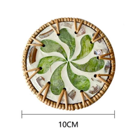 Assiette classique en rotin tressé, style coquillage, isolante, VN TUYET DUNG, motif floral, décoration de vacances, cadeau, modèle FAD4
