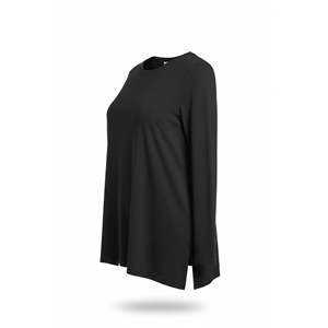 T-shirt à manches longues col rond grande taille avec fentes latérales noir - Product Image 4