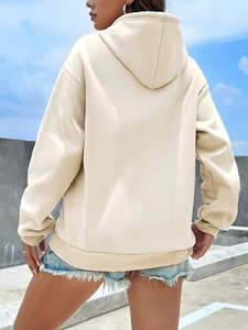 Sudadera con capucha y bolsillo con cordón para mujer Sudadera con capucha con hombros caídos de manga larga para Otoño e Invierno para mujer - Product Image 2