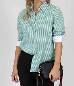 Camisas y Blusas Estampadas a Rayas, Hechas 100% de Algodón, Cuello Camisero, Cierre de Botones, Puños Elegantes, Antiarrugas, Ecológicas - Product Image 2