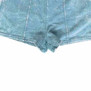 Personalizado en blanco sudor corto cordón ácido lavado bordes crudos Vintage liso francés Terry algodón polar Jogger deportes lavado pantalones cortos para hombre - Product Image 5