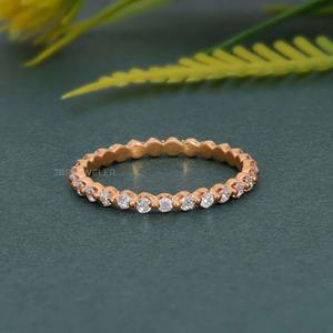 Elegante IGI certificado VVS Lab Grown Diamond 14K oro sólido flotante eternidad anillo de boda joyería de lujo de gama alta para mujeres - Product Image 4