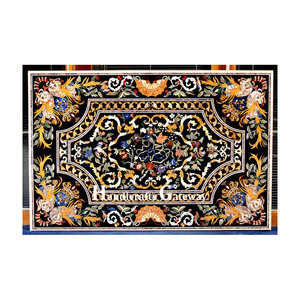 Mesa de comedor con diseño de incrustaciones de mármol negro, muy solicitada y atractiva, para decoración del hogar, hoteles y restaurantes. - Product Image 1