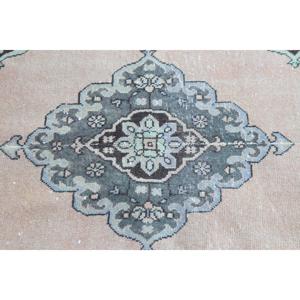 Alfombra turca de 4.8x10.5 pies, alfombra vintage, alfombra de lana con motivos de plantas y árboles azules - Product Image 5