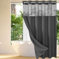 Rideau de douche gaufré double couche en polyester imperméable et résistant à la moisissure avec grandes œillets pour fenêtre de salle de bain