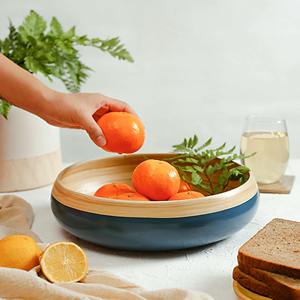 Two-toned spun bamboo fiber fruit salad snack serving <b>bowls</b> <b>big</b> catering <b>bowl</b> for meal service - Product Image 2