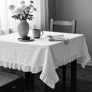 Nappe écrue taille unique pour tables à manger tissu polyester pour hôtels et fêtes accueillant des invités à la maison 100*100cm 39" - Product Image 2