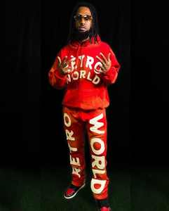 Sweats à capuche en coton sans cordon surdimensionnés épais en polaire épaisse brodée pour hommes - Product Image 1