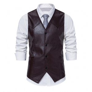 Top tendance personnalisé hommes moto cuir gilet décontracté hiver vêtements d'extérieur courte longueur bouton décoration OEM ODM disponible - Product Image 6