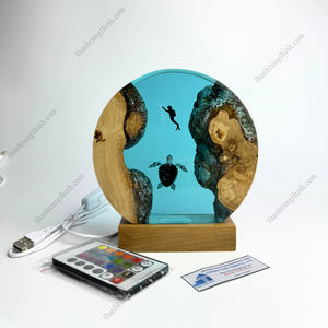 Lampe en bois mélangé et résine époxy artisanale fabriquée au Vietnam - Product Image 2