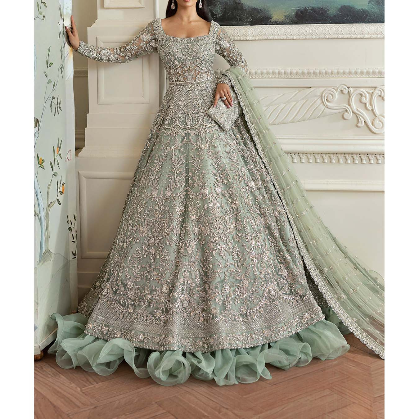 Pastel Color Gown For Engagement India Engagement Dress Design