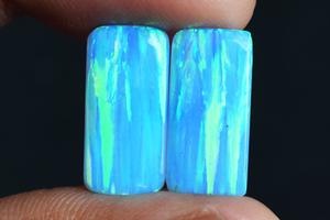 Par de Ópalos de 4 CTW, Cabujón Rectangular de 16x8x2mm, para Fabricación de Joyas, Gemas de Ópalo de Fuego Creadas en Laboratorio, Hechas a Mano - Product Image 4